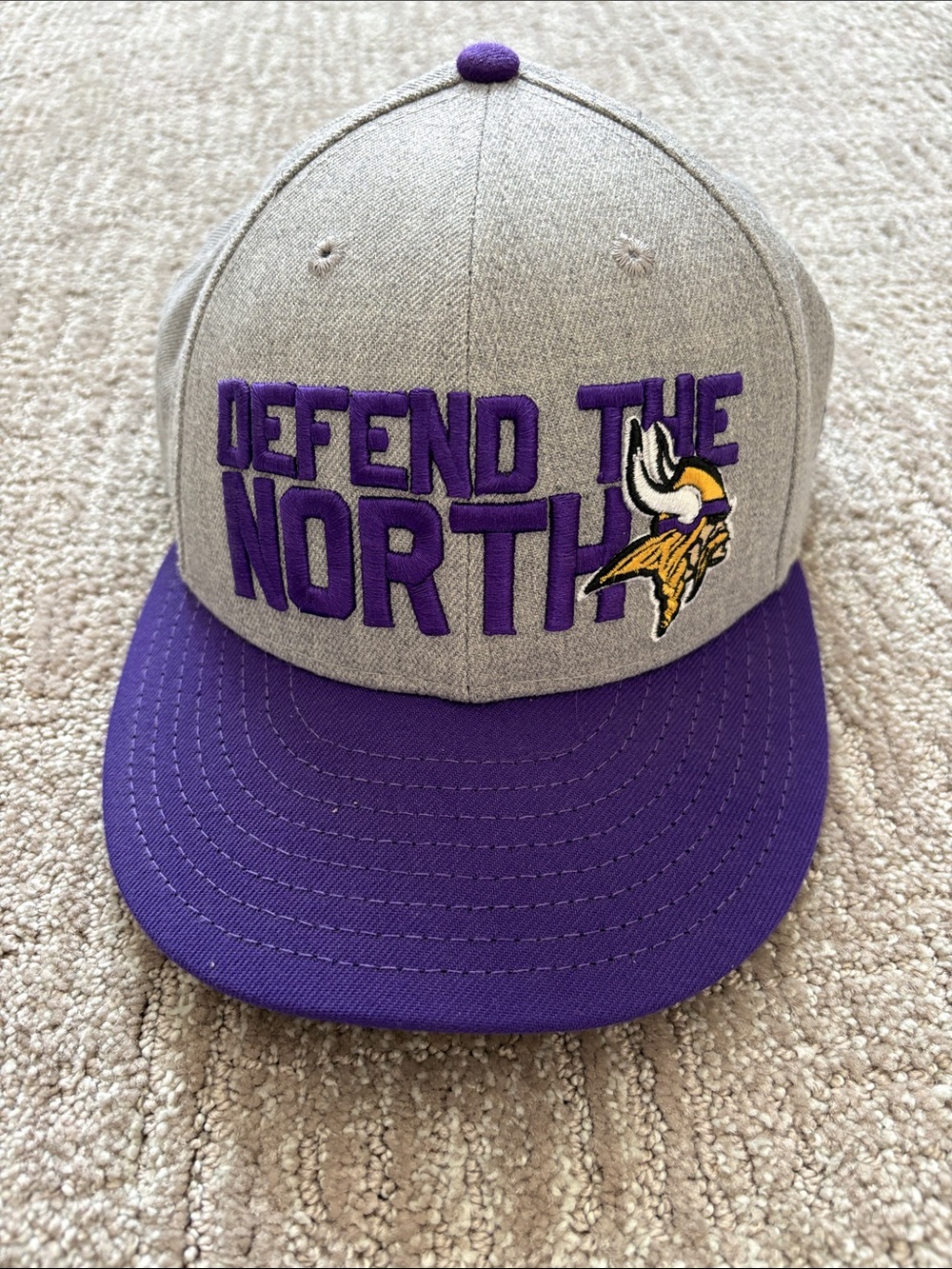 New Era Grey and Purple 'Defend The North' Snapback Hat